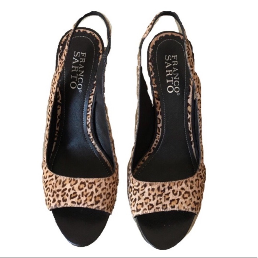 Franco Sarto Leopard Slingback Pump Sz 7M - Picture 1 of 8
